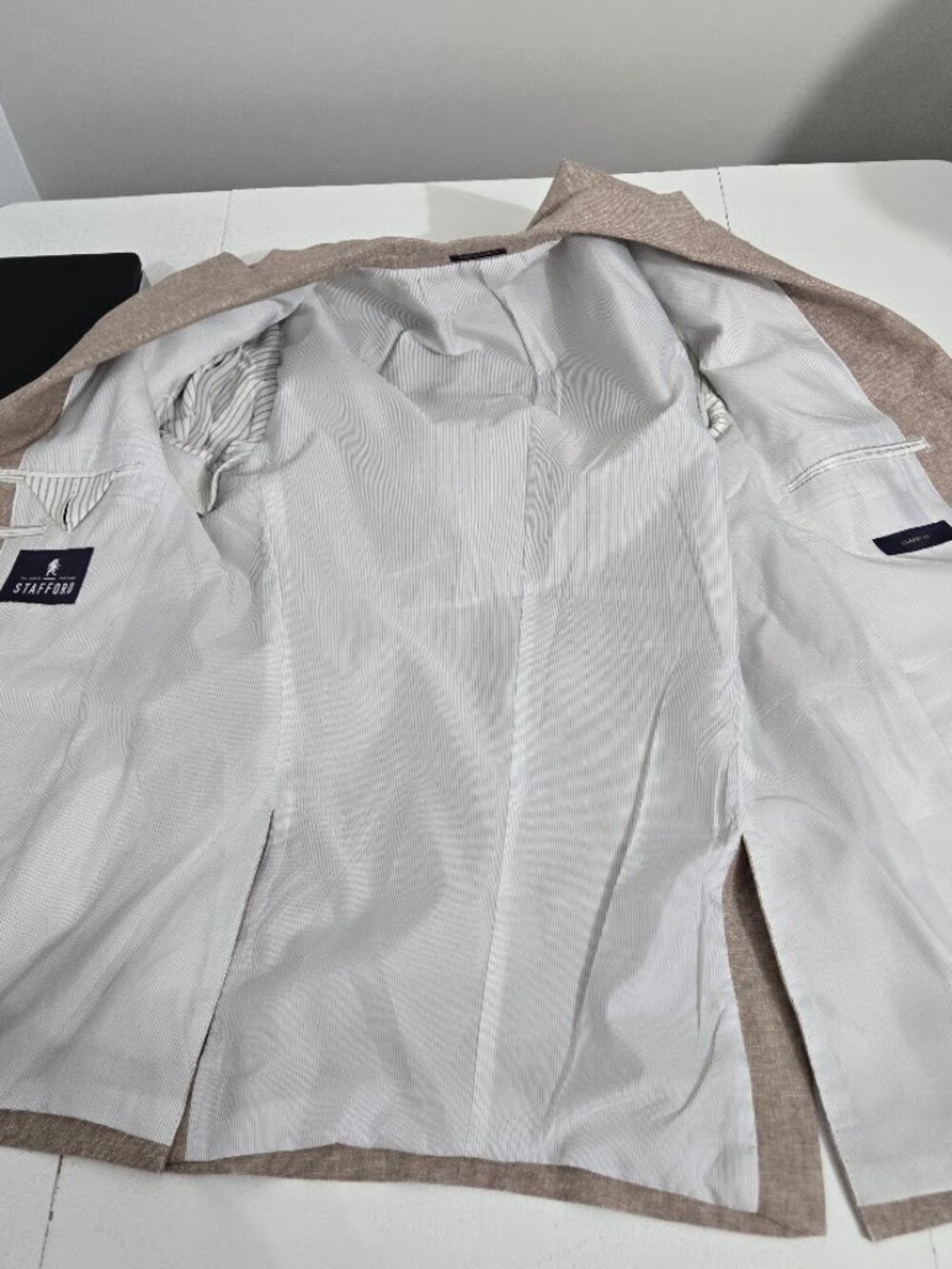 Stafford Mens Sport Coat Classic Fit Linen Blend Two Button Blazer Jacket 38R - Picture 4 of 13